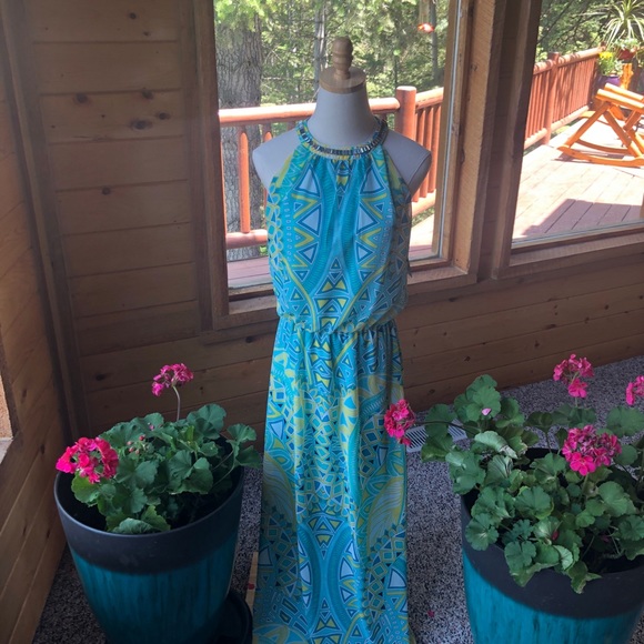 MSK maxi Dress NWT size 6 Teal - Picture 5 of 14